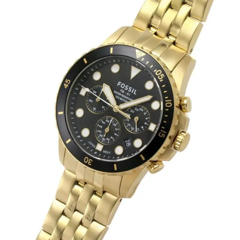 Fossil FB-01 Chronograph Gold-Tone Black Dial Men's Watch- FS5836 - Image 2